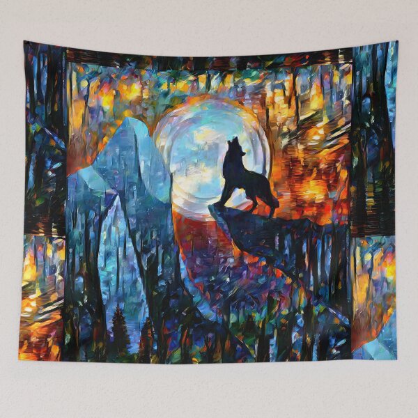 Item preview, AI Generated Style Transfer Art, Wolf Howling at Icy Moon designed and sold by ACC .