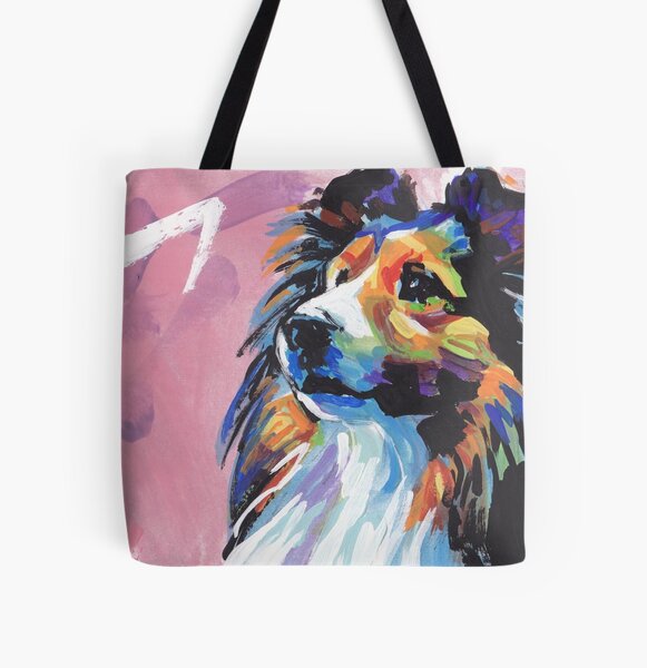 Sheltie Shetland Sheepdog Bright colorful pop dog art All Over Print Tote Bag