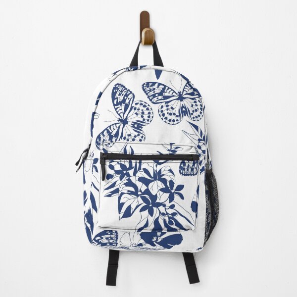 Item preview, Amazonian Exotic Floral and Butterfly Art Blue and White designed and sold by meggydesigns.