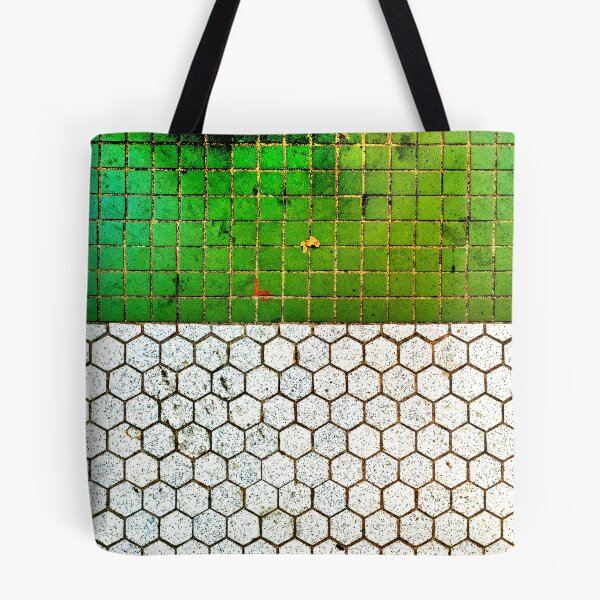 Item preview, Vintage (and dirty) Green & White Tile designed and sold by thedesignvine.