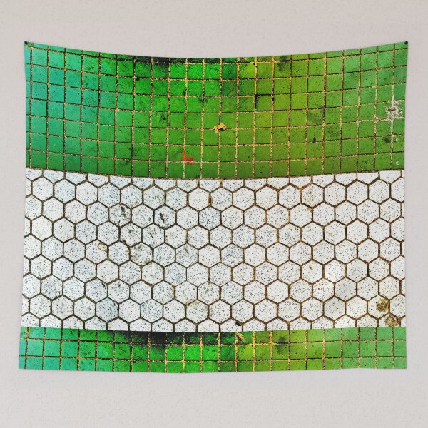 Item preview, Vintage (and dirty) Green & White Tile designed and sold by thedesignvine.
