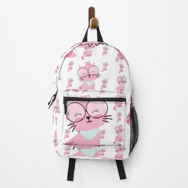 Item preview, Pink Cat With eyeglasses and heart. Cute Cat Pattern Design designed and sold by docferds.