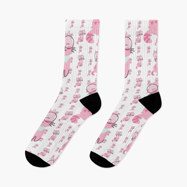 Item preview, Pink Cat With eyeglasses and heart. Cute Cat Pattern Design designed and sold by docferds.
