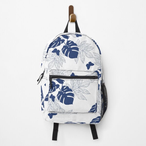 Item preview, Amazonian Palm Leaves and Butterflies Floral Prints, Blue and White designed and sold by meggydesigns.