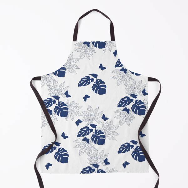 Item preview, Amazonian Palm Leaves and Butterflies Floral Prints, Blue and White designed and sold by meggydesigns.