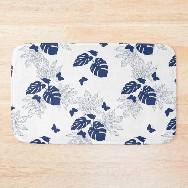 Item preview, Amazonian Palm Leaves and Butterflies Floral Prints, Blue and White designed and sold by meggydesigns.