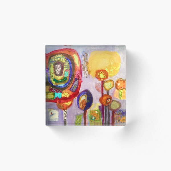 Item preview, abstract rainbow colour flowers, yellow, red, blue designed and sold by Claire Cooper-Walsh.