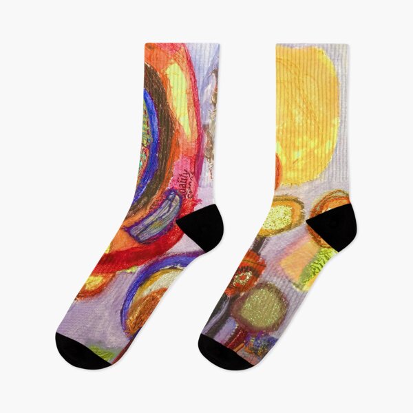Item preview, abstract rainbow colour flowers, yellow, red, blue designed and sold by Claire Cooper-Walsh.