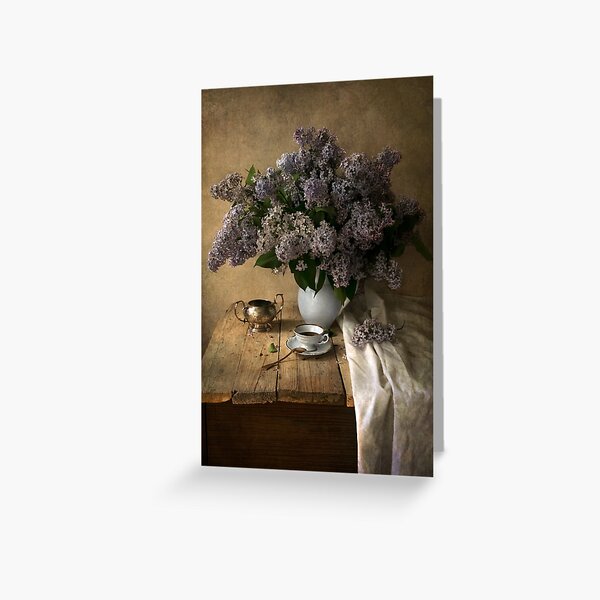 Still life with bouquet of fresh lilac Greeting Card