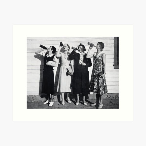 Item preview, Women Beer Drinkers, Black and White Vintage Art designed and sold by modernretro.