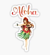 Aloha Hawaiian Hula Girl Sticker