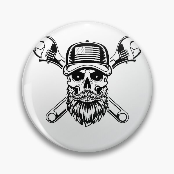 Item preview, Bearded Skull Mechanic with a Hat designed and sold by MonoByOrion.