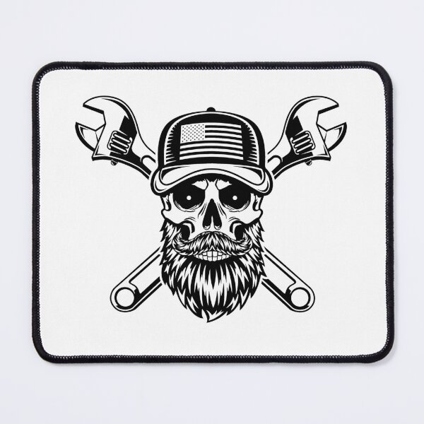 Item preview, Bearded Skull Mechanic with a Hat designed and sold by MonoByOrion.