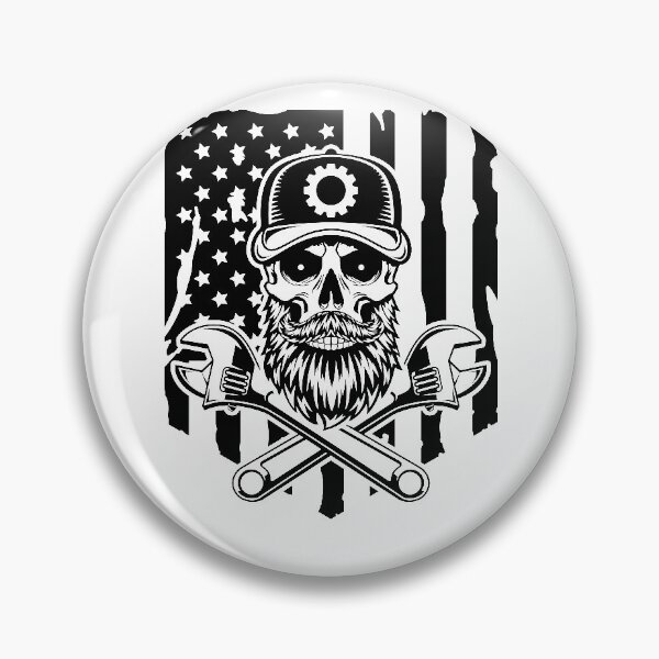 Item preview, Patriotic Bearded Skull with Wrenches designed and sold by MonoByOrion.