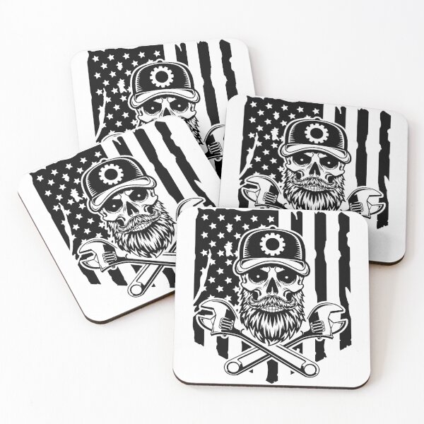 Item preview, Patriotic Bearded Skull with Wrenches designed and sold by MonoByOrion.