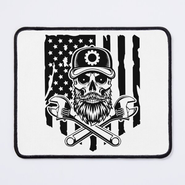 Item preview, Patriotic Bearded Skull with Wrenches designed and sold by MonoByOrion.