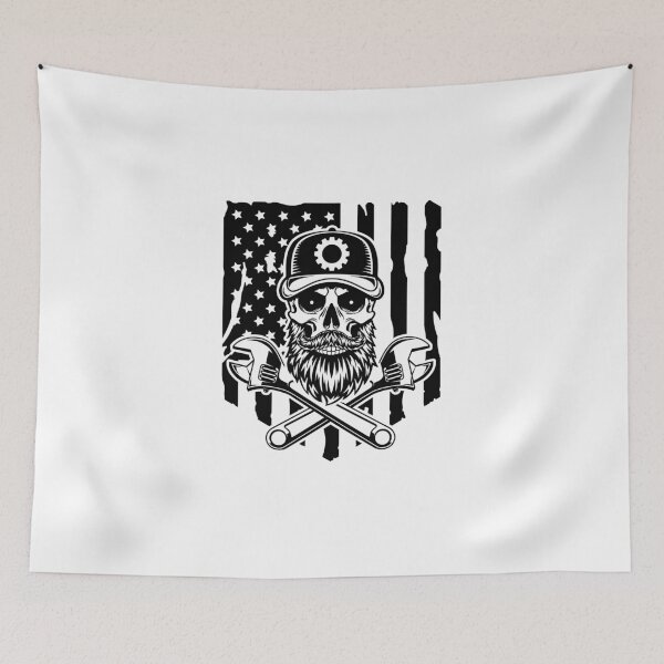 Item preview, Patriotic Bearded Skull with Wrenches designed and sold by MonoByOrion.