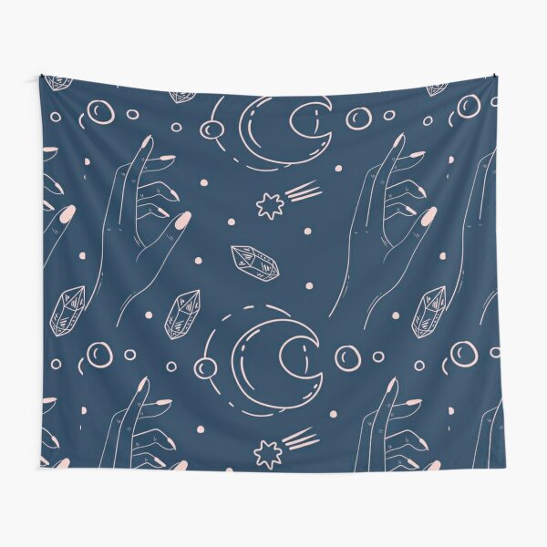 Blue dreams of mind hands bubble drop gems illustration doodle fun cool aesthetic  Tapestry