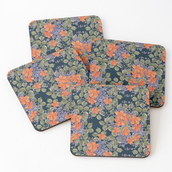 Item preview, Nasturtiums And Forget-Me-Nots (Dark Blue) designed and sold by HildegunStudio.