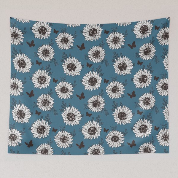 Aperçu de l'œuvre Illustration de motif tournesol et papillon créée et vendue par CompassandCrate.