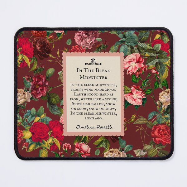Item preview, In the Bleak Midwinter, Christina Rossetti, Poem, Christmas Carol, Winter, vintage flowers designed and sold by CultandObscure.