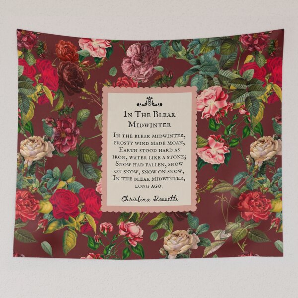 Item preview, In the Bleak Midwinter, Christina Rossetti, Poem, Christmas Carol, Winter, vintage flowers designed and sold by CultandObscure.