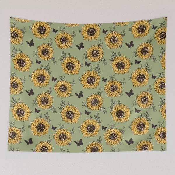 Aperçu de l'œuvre Illustration de motif tournesol et papillon créée et vendue par CompassandCrate.