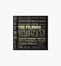 Detroit Michigan Famous Landmarks Art Board