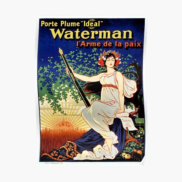 Vintage Waterman fountain pen advertising Poster