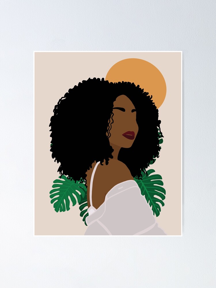 Poster for Sale avec l'œuvre « Affiche d'art noir, art de la femme  afro-américaine, art de la femme noire, affiche de filles noires, portrait  de femme, impression de femme noire, art mural
