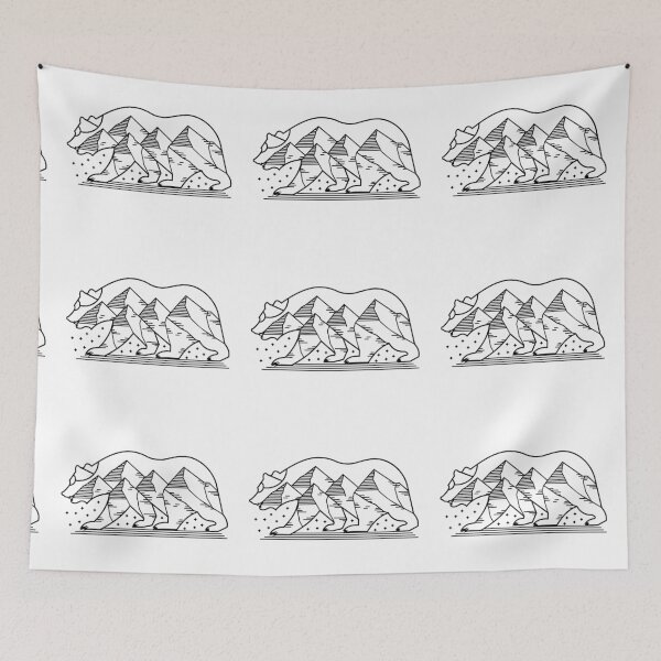 Item preview, Minimalist Art Bear In The Mountains . designed and sold by HybridoStore.