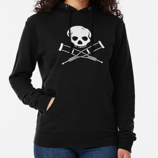 cross crutches and skull (white) Lightweight Hoodie