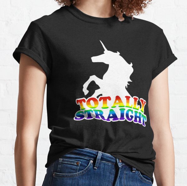 totally straight unicorn rainbow t shirt