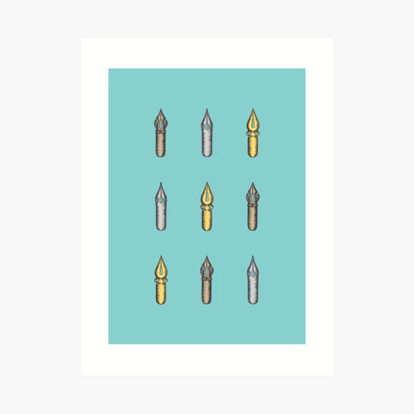 Dip Pen Nibs Sparse Pattern (Mustard and Teal) Poster for Sale by  illucalliart