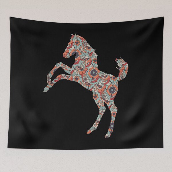 Item preview, Mustang Horse Floral Pattern designed and sold by SoccaTamam.