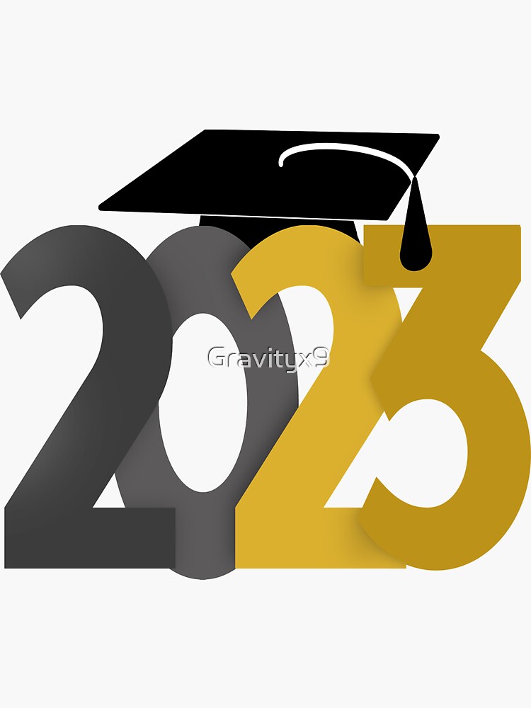 Bold Gold Class Of 2023 Grad Cap Sticker For Sale By Gravityx9 Redbubble 0833