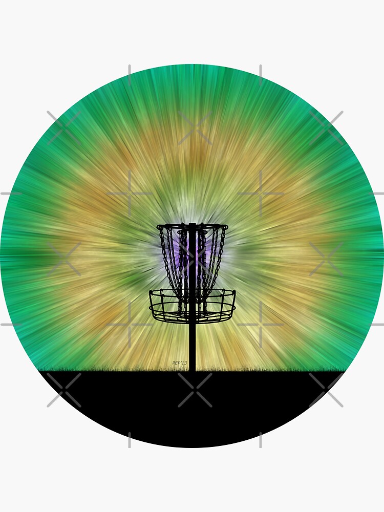 "Tie Dye Disc Golf Basket" Sticker by perkinsdesigns Redbubble