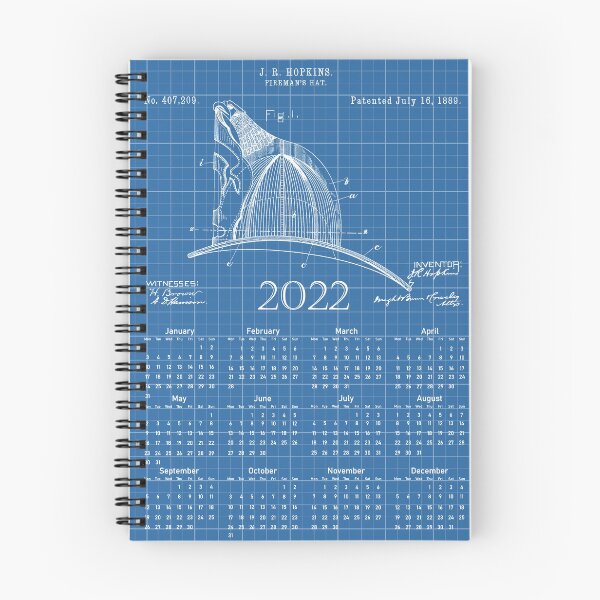 Item preview, Calendar 2022 Fireman's Helmet Patent Blueprint designed and sold by InkedArtPrints.