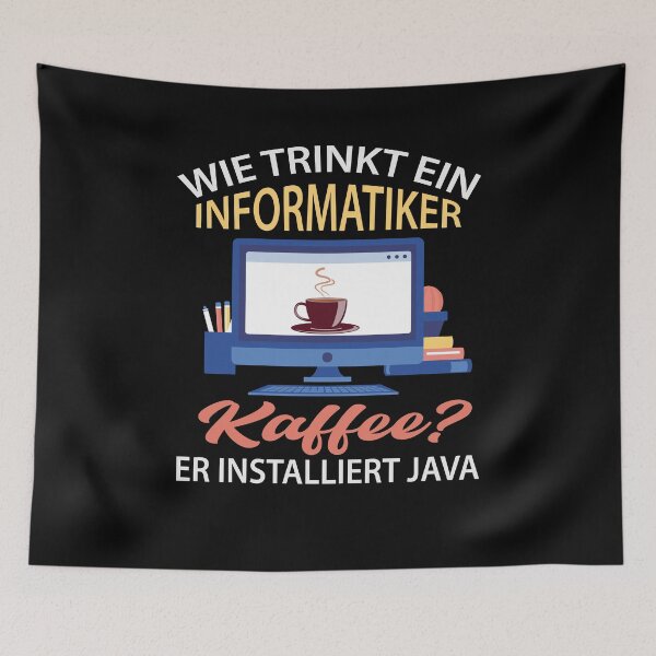 Artikelvorschau, Wie trinkt ein Informatiker Kaffee? Spruch Barista entworfen und verkauft von PlatonisDesign.