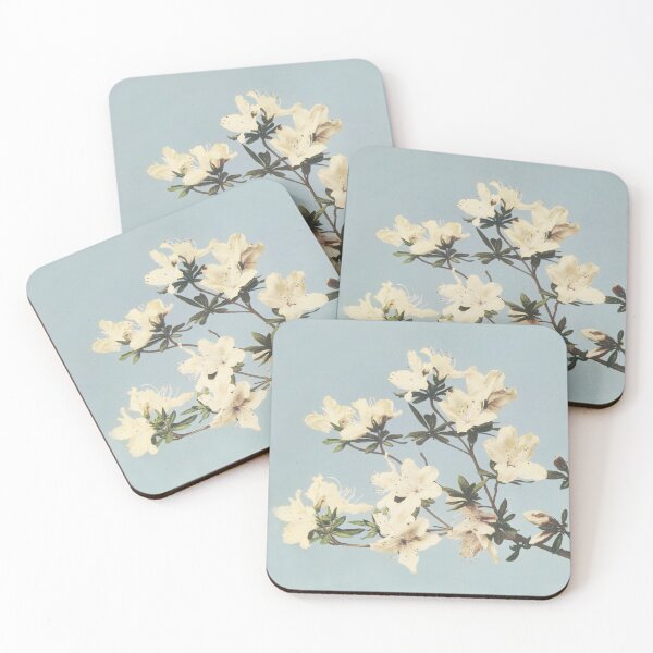 Item preview, Vintage Japanese White Azaleas Print Eggshell Blue designed and sold by VictoryDelight.