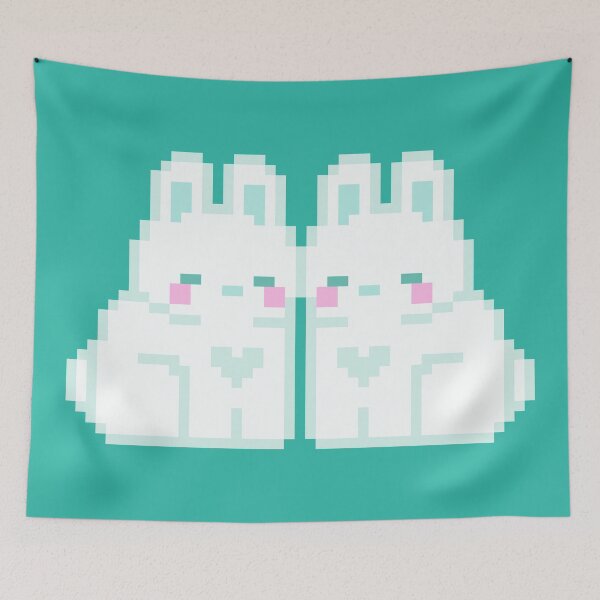 Item preview, Two Aqua Love Bunnies designed and sold by rin3d .