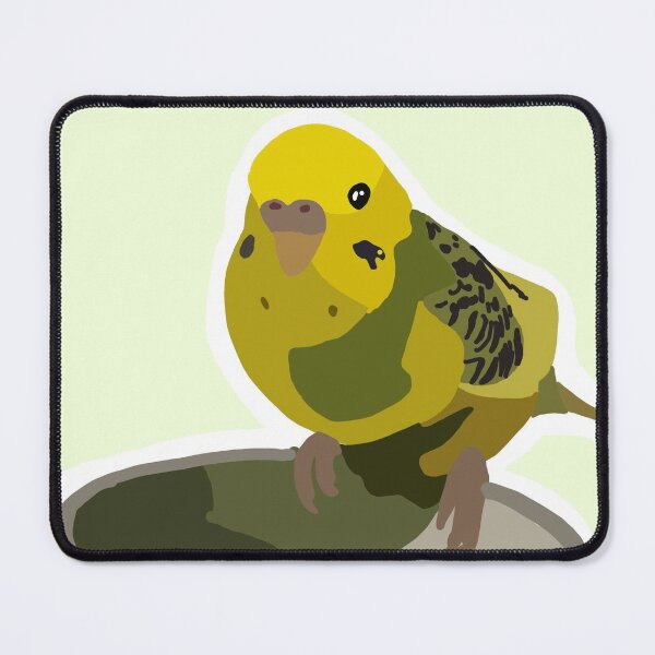 Item preview, Yellow Budgie eating yummy food designed and sold by froggiesdesigns.