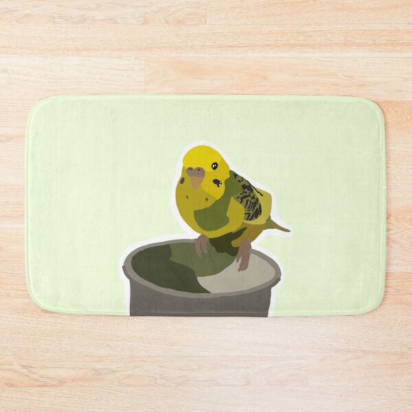 Item preview, Yellow Budgie eating yummy food designed and sold by froggiesdesigns.