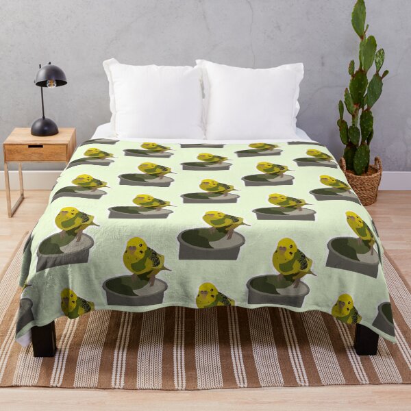 Item preview, Yellow Budgie eating yummy food designed and sold by froggiesdesigns.