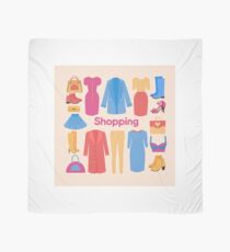 Shopping and Beauty Set in Flat Design Scarf