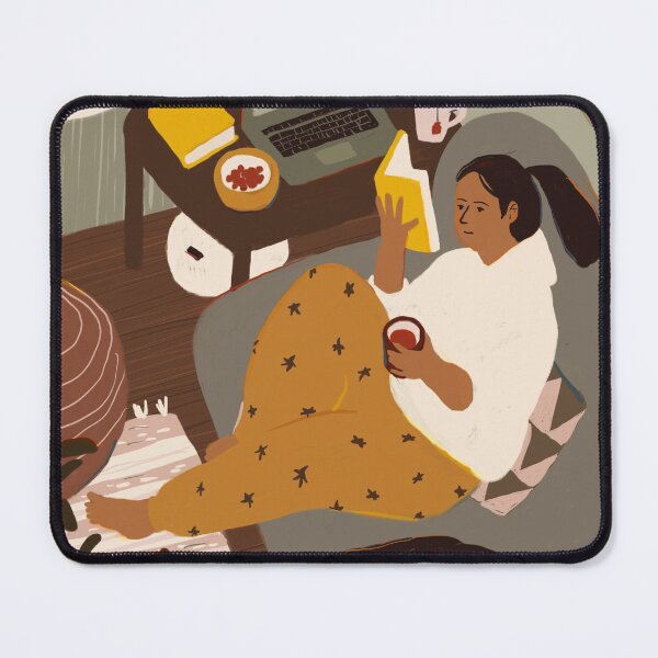 Item preview, Girl is Reading a Book at Cozy Home Interior with a Cat designed and sold by hallotoia.