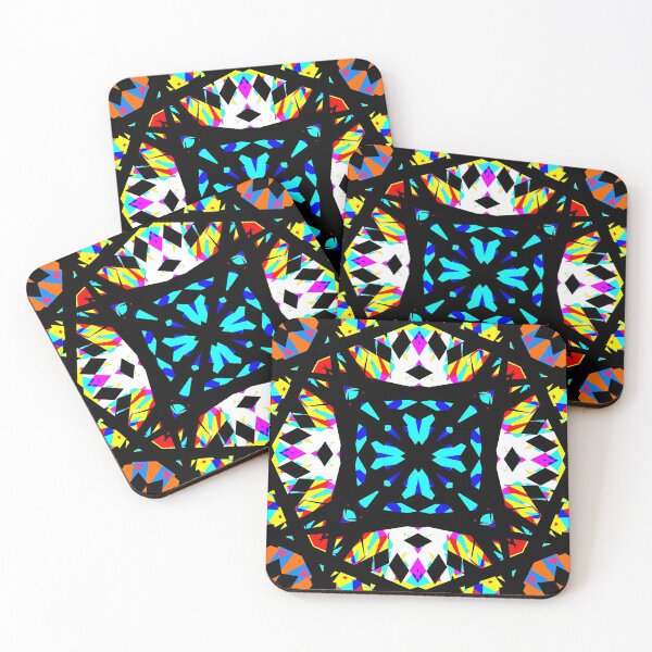 Item preview, Multicolour Rainbow Stained Glass Windows Pink Blue Orange Yellow Summer Star Pattern designed and sold by PatternPerfect.