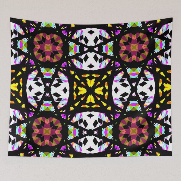 Item preview, Multicolour Rainbow Stained Glass Windows Pink Blue Orange Red Yellow Summer Star Pattern designed and sold by PatternPerfect.