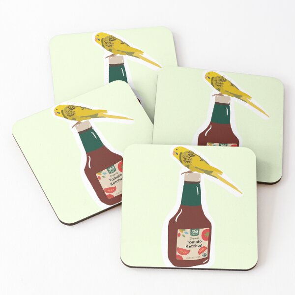 Item preview, Yellow budgie on ketchup designed and sold by froggiesdesigns.