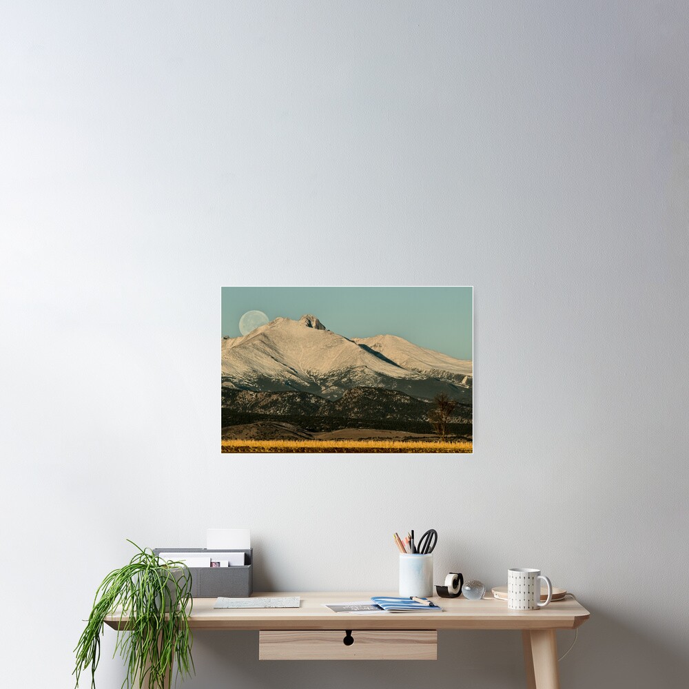 Moonset Over Meeker and Longs Peak Poster